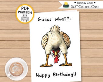Chicken Butt Birthday Card - Printable Card 5x7 in (Digital Download PDF)