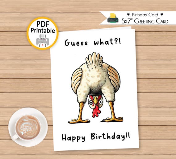 Chicken Butt Birthday Card - Printable Card 5x7 in (Digital Download PDF)
