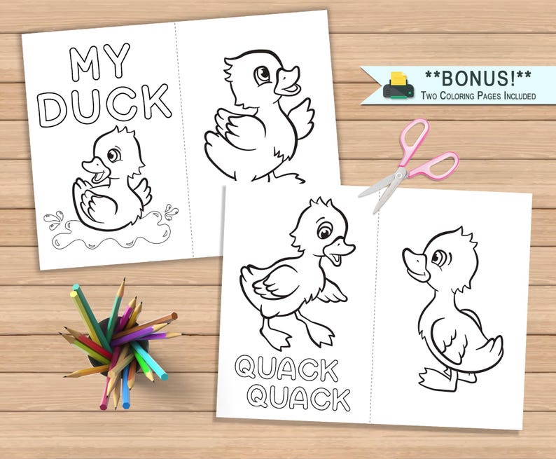 Printable Duck Adoption Certificate and Coloring Pages | Duck Party Activity | PDF Digital ...
