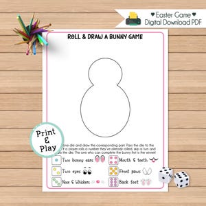 Roll and Draw a Bunny Dice Game for Kids - (PDF Printable)