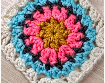 Easy Crochet Flower Granny Square Pattern for Beginners, Instant Download