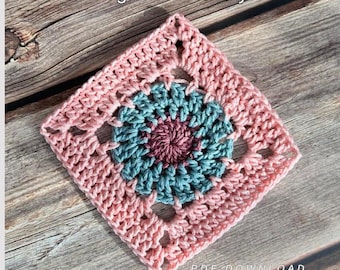 Peony Granny Square Crochet Pattern | Beginner Floral Motif PDF (Digital Download)