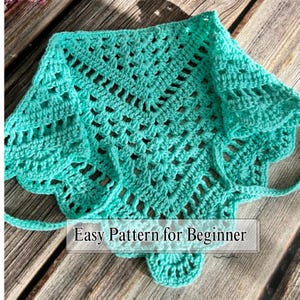 Crochet Lace Bandana Pattern PDF, Beginner Friendly Crochet Kerchief, Boho Head Wrap, Instant Download