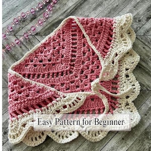 Crochet Lace Bandana Pattern PDF, Beginner Friendly Crochet Kerchief, Boho Head Wrap, Instant Download