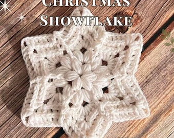 3D Crochet Snowflake Pattern, Christmas Ornament, Winter Holiday Decor, Instant Download