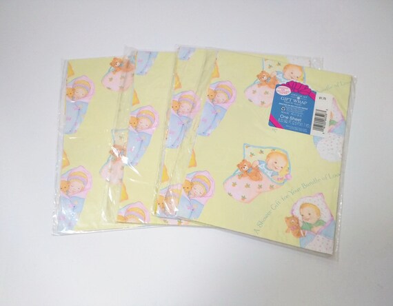 Vintage Baby Shower Gift Wrap Four Unused Sheets Forget Me Not Etsy