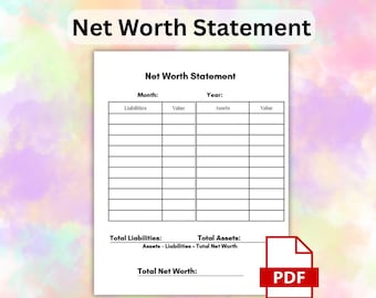 Net Worth Calculator Digital Download