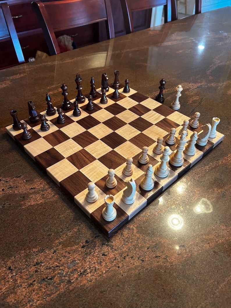 Handmade Walnut and Curly Maple Chessboard - Etsy