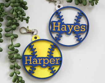 Customizable Sports Bag Tag, Baseball, Softball, Bag Accessories, Sports Gift, Gift for Him, Gift for Her