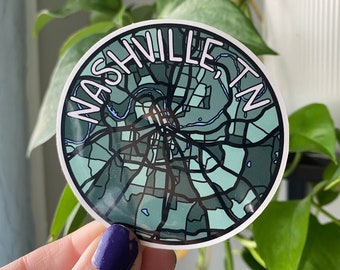 Nashville Sticker, Nashville, Map Art, Map Gift, Stickers, Nashville TN, Gift for him, Gift for her, Sticker laptop, Sticker for car