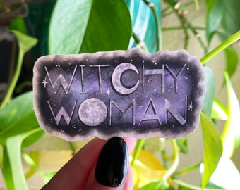 Witchy Woman Matte Finish Sticker, Stickers Laptop, Stickers for car, Gift For Her, Spooky gifts, spooky stickers, witchy gifts