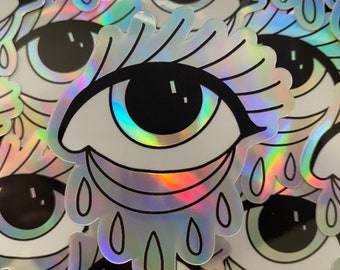 Holographic Eye, Holographic Sticker, Stickers, Stickers Laptop, Stickers for car, Gift For Him, Gift For Her, Spooky gifts, spooky stickers