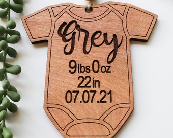 Birth Announcement Baby Ornament, Christmas Ornament, New Baby Gift, Baby's First Christmas, Laser Engraved, Laser Cut, Holiday Gift, Gift