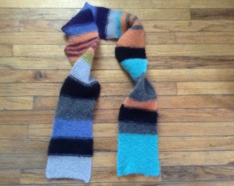 Felted Scarf colorful Dr. Who inspired Hand Knit by Scott Torkelson