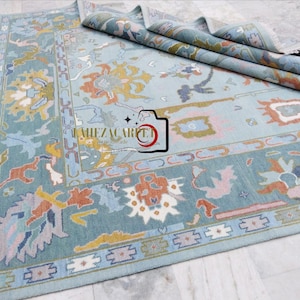10X14 Hand made Oushak rug muted 8x10/9X12/10x14 luxury Hand-knotted Vintage Antique Oushak Wool Area Rug for Living Room,Dining room!