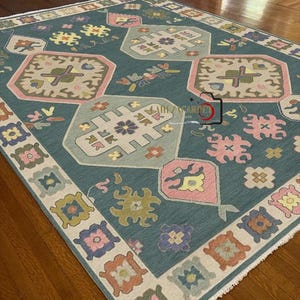 10X14 Charcoal colour Oushak rug muted 8x10/9X12/10x14 luxury Hand-knotted Vintage Antique Oushak Wool Area Rug for Living Room,Dining room!