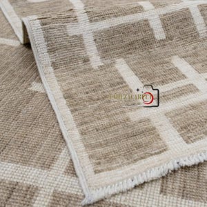 10X14 Brown geometrical Oushak rug muted 9X12/12x15 luxury Hand-knotted Vintage Antique Oushak Wool Area Rug for Living Room,Dining room