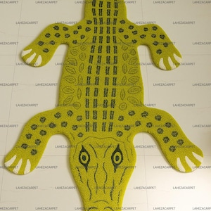 Playful Crocodile Shaped Tufted Rug – Green Animal Kids Room Carpet – Fun Jungle Theme Nursery Decor – Handmade Croc Rug!!!