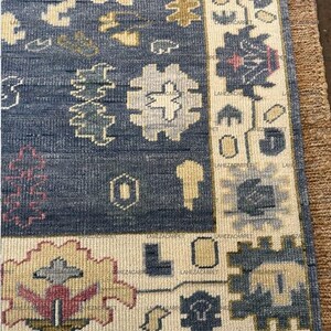 Luxury Handmade 10x14 Oushak Rug Dark Grey and Ivory Wool Carpet  Vintage Oriental Oushak Area Rug for Living Room & Home Decor!!