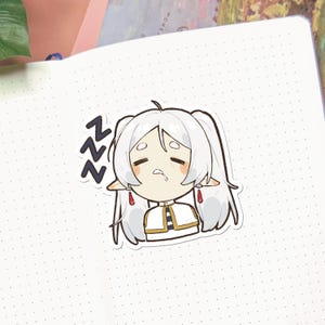 Frieren Cute Anime Sticker Sheet | Anime Kawaii Cute Waterproof Sticker Holographic Frieren Stickers Anime Merch Gift Anime Lover