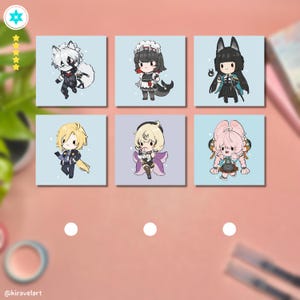 Zenless Zone Zero Kunstdruck | 5 Sterne Eisagent Kawaii Chibi Anime Art Glossy Wandkunst Lycaon Chibi Hugo ZZZ Dekor Spiel Liebhaber Geschenk ZZZ
