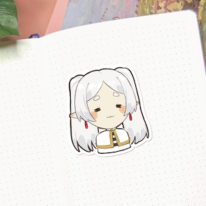 Frieren Cute Anime Sticker Sheet | Anime Kawaii Cute Waterproof Sticker Holographic Frieren Stickers Anime Merch Gift Anime Lover
