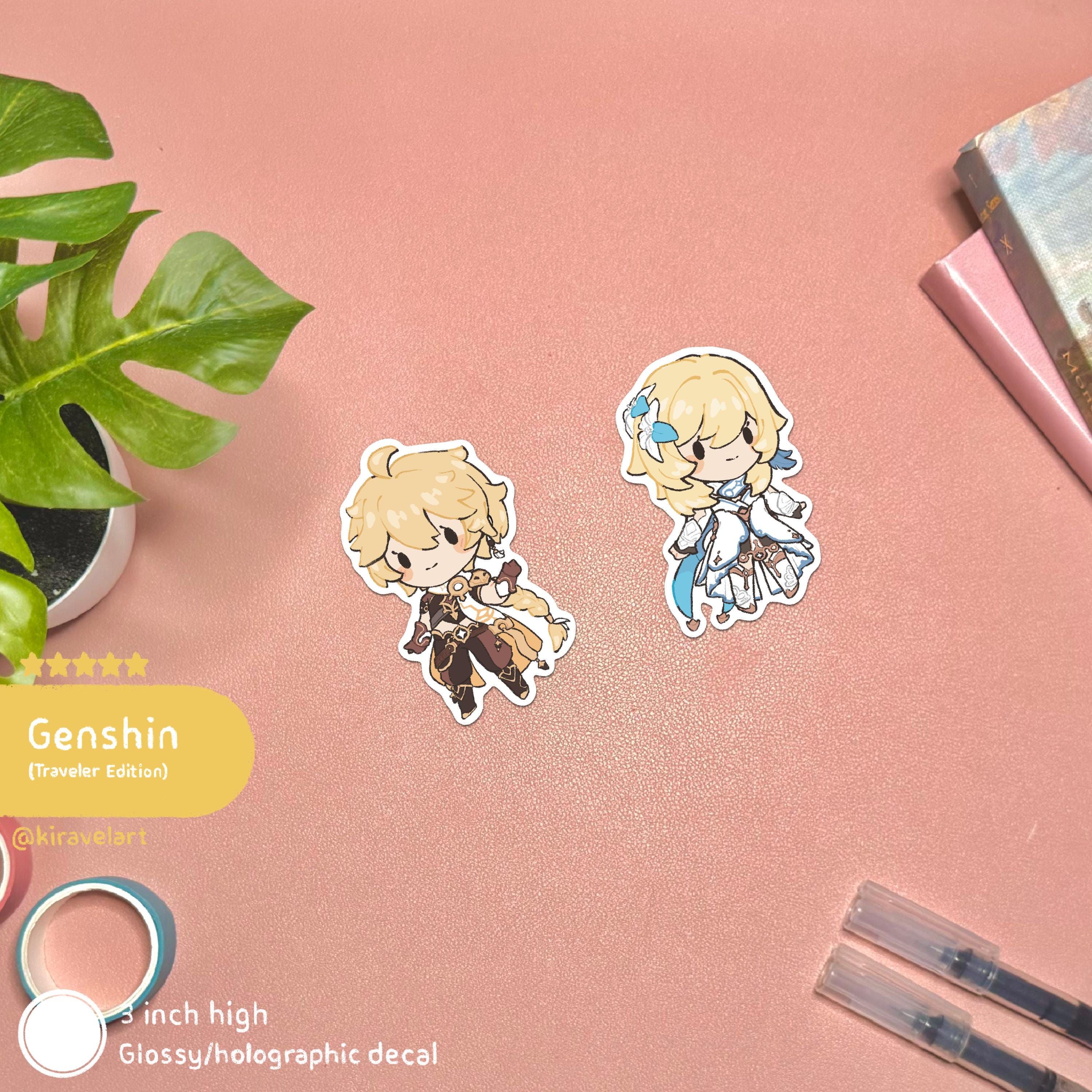 Genshin Impact Traveler Sticker: Aether & Lumine - Waterproof Anime ...