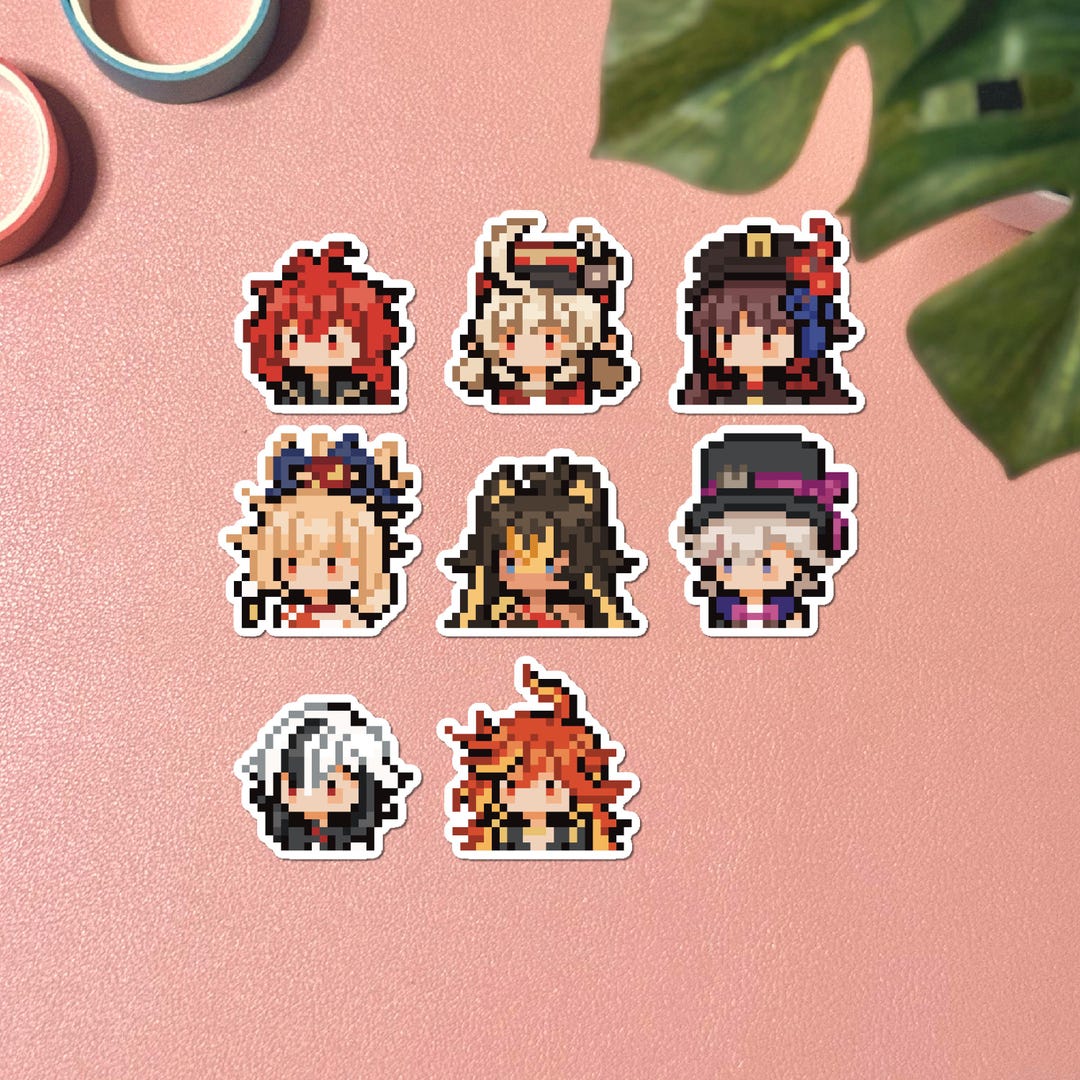 Pixel Pyro Genshin Impact Sticker: Waterproof Anime Game Decal - Etsy