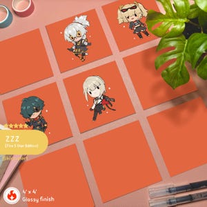 5 Star Fire Mini ZZZ | Zenless Zone Zero Kawaii Cute Art Waterproof Sticker Holographic Chibi Video Game Poster Anime Merch Gift