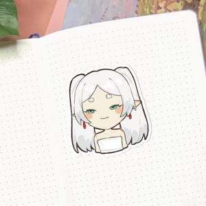 Frieren Cute Anime Sticker Sheet | Anime Kawaii Cute Waterproof Sticker Holographic Frieren Stickers Anime Merch Gift Anime Lover