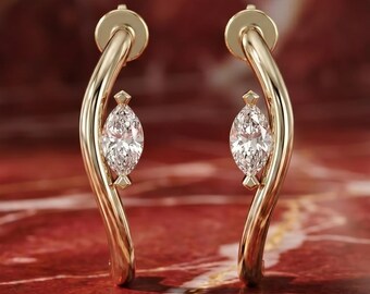 Marquise Diamond Curvy Embrace Fashion Earrings