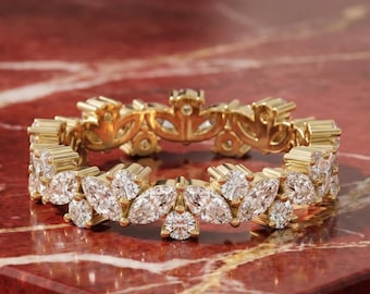 Eternity Ring with Marquise and Round Brilliant Diamond Cluster Design