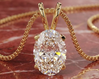 Oval Cut Lab Grown Diamond Solitaire Pendant | Minimalist Necklace