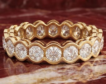 Gold Bezel Set Round Diamond Eternity Band Ring, 2.00 TCW Lab Grown Diamonds