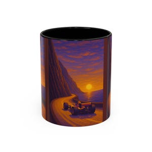 Sunset Racer Accent Coffee Mug | Perfect for Car Enthusiasts | Gift for Dad | Unique Travel Mug | Road Trip Cup | Cozy Morning Vibes