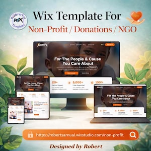 Modèles de Site Web Wix | ONG à but non lucratif et caritative (téléchargement instantané, assistance gratuite, achat gratuit