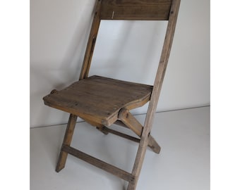 Chaise pliante antique vintage en bois à lattes Snyder Chair Co. États-Unis
