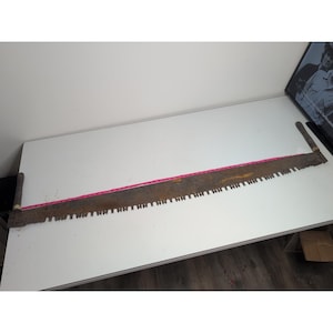 Sierra de mano antigua para cortar madera, para dos personas, con hoja de 66 pulgadas de largo.