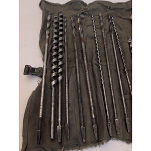 Lot Of 19 Vintage Antique Drill Bits Bell System Irwin Greenlee With Canvas Case image 2