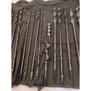 Lot Of 19 Vintage Antique Drill Bits Bell System Irwin Greenlee With Canvas Case image 3