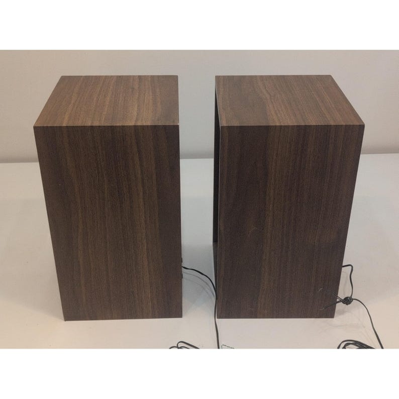 Altavoces Sony vintage de madera de los años 70, 2 gabinetes marrones, estéreo doméstico, para colgar en la pared. imagen 7