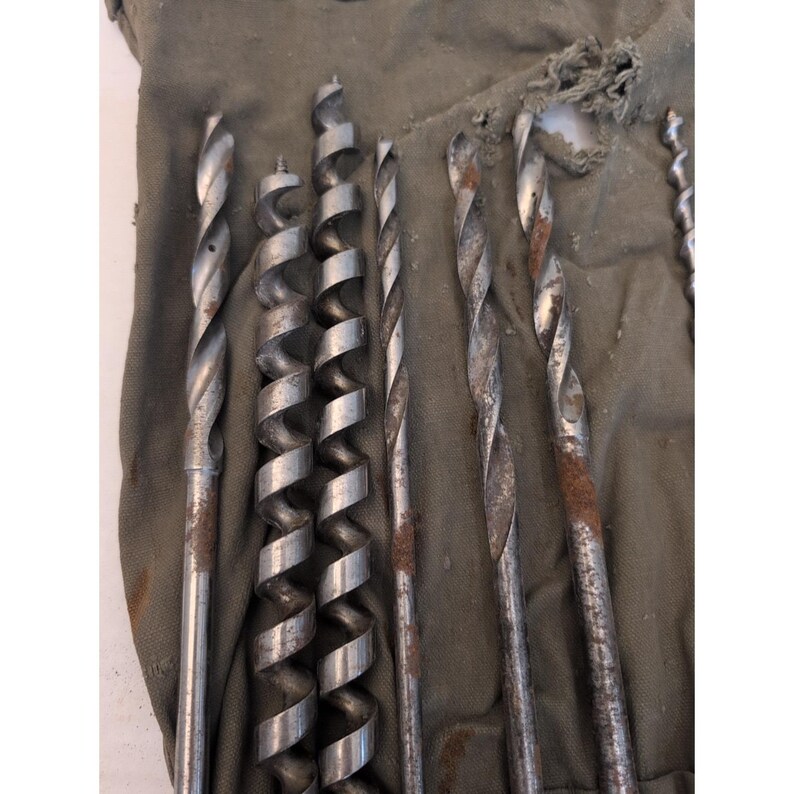 Lot Of 19 Vintage Antique Drill Bits Bell System Irwin Greenlee With Canvas Case image 8