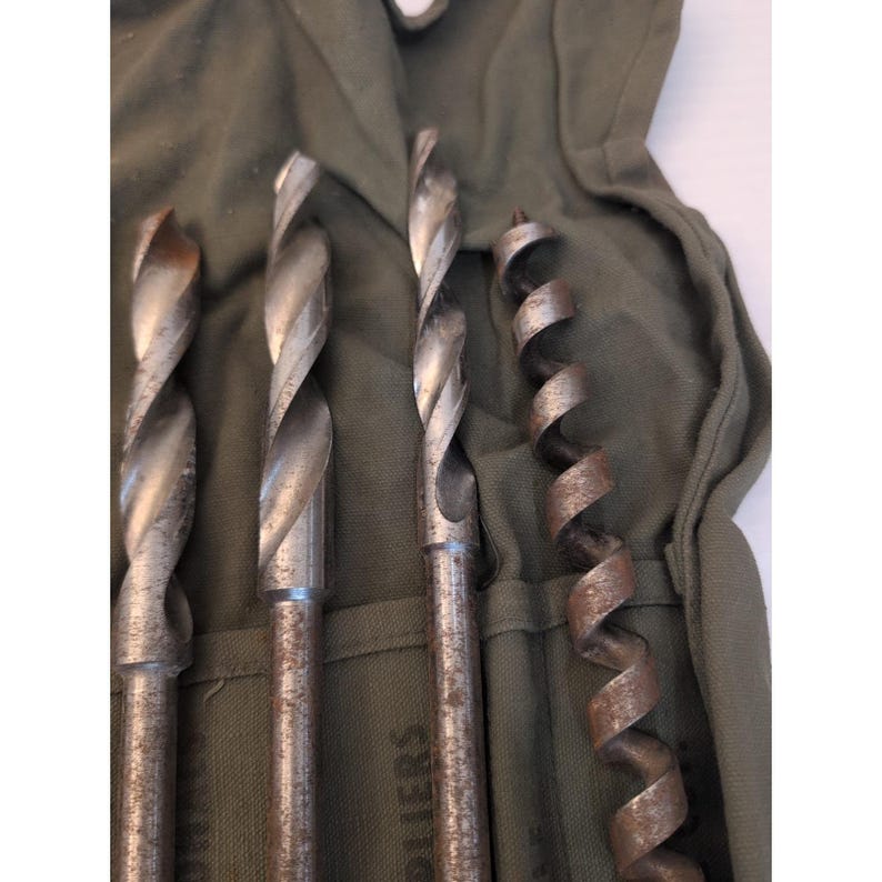 Lot Of 19 Vintage Antique Drill Bits Bell System Irwin Greenlee With Canvas Case image 5