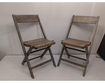 2 Stück Antike Vintage Lattenholz Klappstühle Snyder Chair Co. USA