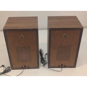 Altavoces Sony vintage de madera de los años 70, 2 gabinetes marrones, estéreo doméstico, para colgar en la pared. imagen 5