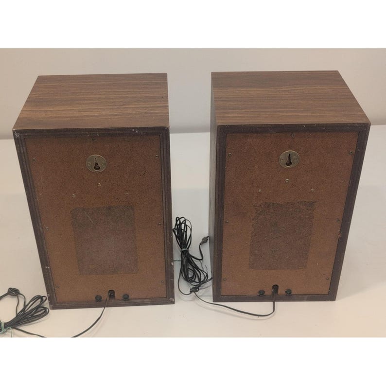 Altavoces Sony vintage de madera de los años 70, 2 gabinetes marrones, estéreo doméstico, para colgar en la pared. imagen 5