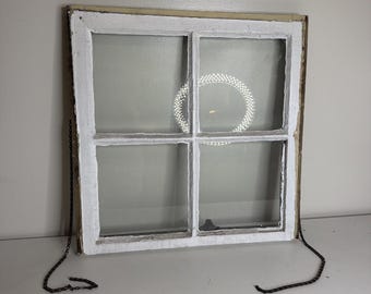 24 "x 24" Vintage Fensterflügel Seltene Größe Alter 4 Scheibenrahmen 1940er Jahre Arts Deco Handwerk