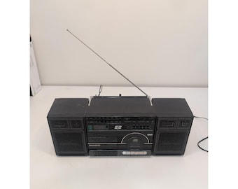 Rare Vtg Magnavox CD8870 BK Black Boom Box CD Cassette Player Radio 1988 Tested!