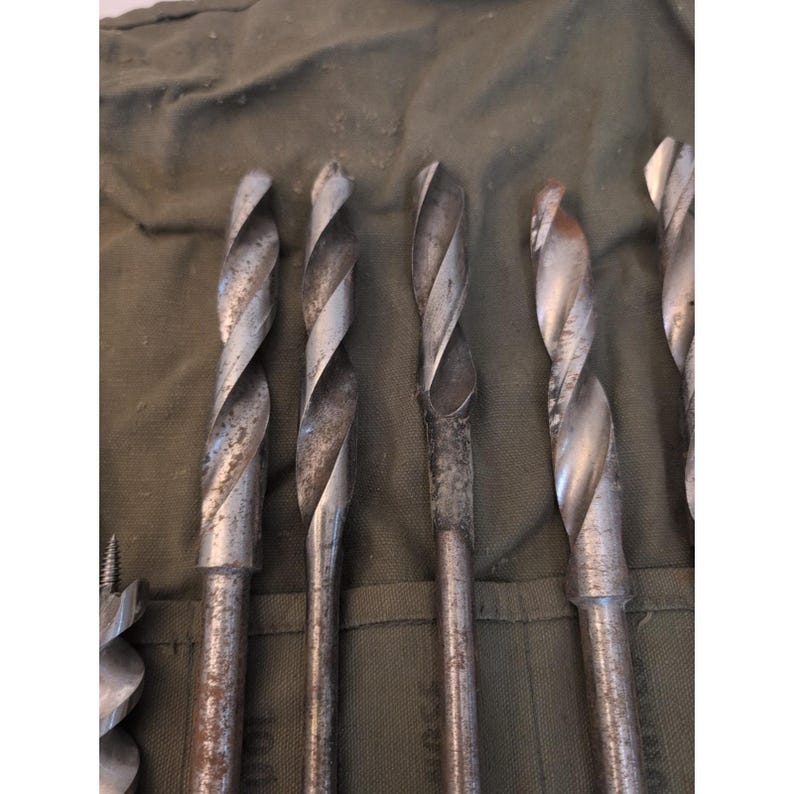 Lot Of 19 Vintage Antique Drill Bits Bell System Irwin Greenlee With Canvas Case image 6