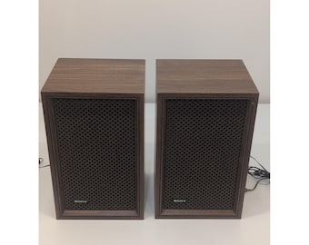 Sony VTG Holz 70er Jahre Lautsprecher 2 Braune Schränke Audio Home Stereo Wandbehang